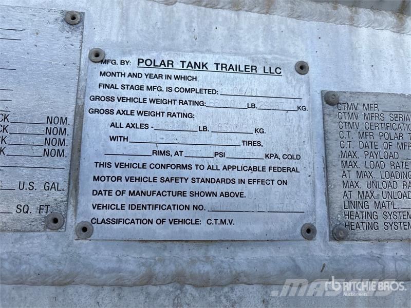 Polar Tank 8400 gal T/A Tanker Trailer 탱커 트레일러