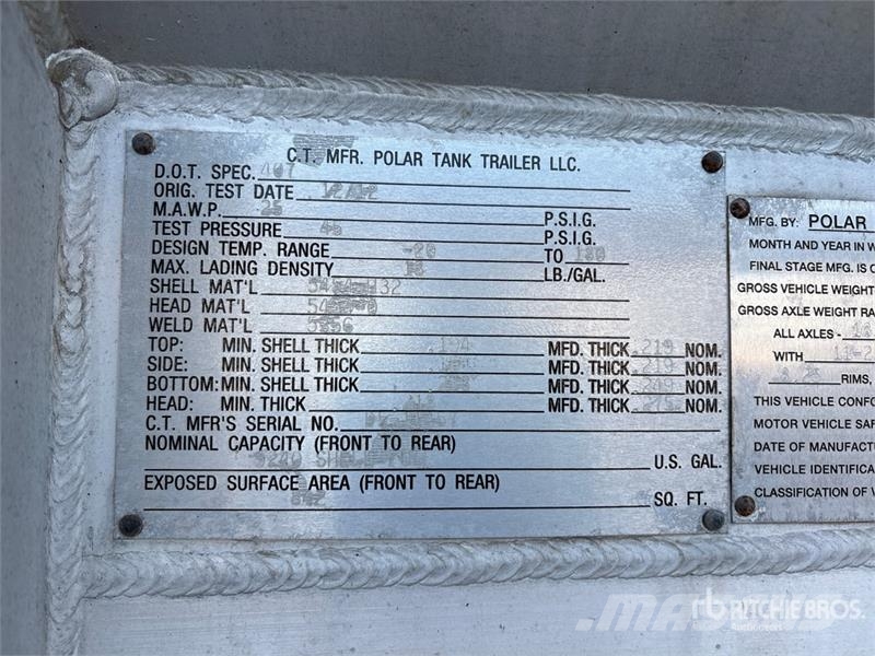 Polar Tank MC407 8400 gal T/A Tanker Trailer 탱커 트레일러