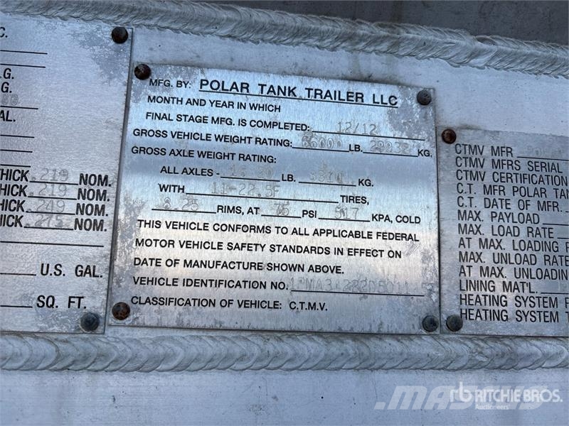 Polar Tank MC407 8400 gal T/A Tanker Trailer 탱커 트레일러