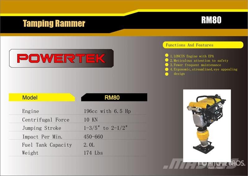 Powertek RM80 Jumping Jack Tamper (Unused) Vibroplaadid