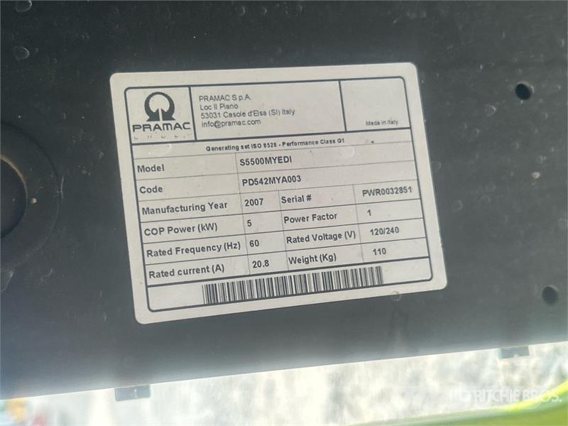 Pramac S5500 5.5 kW Portable Generator Set Інші генератори