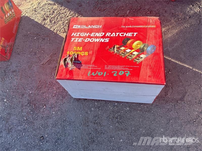  Qty of (100)5m Ratchet Straps (Unused) Outros componentes