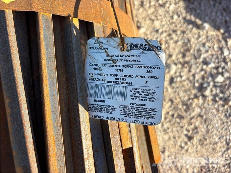  Quantity of (1) 1/2 in x 20 ft A-36 2.0T Square Ba المصاعد والرافعات المادية