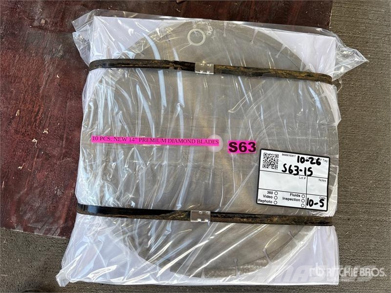 Quantity of (10) 14 in Premium Diamond Blades (Unu Outros componentes