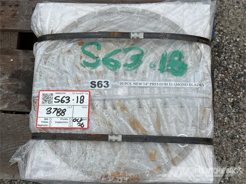 Quantity of (10) 14 in Premium Diamond Blades (Unu Építőipar - Egyebek