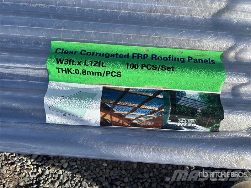 Quantity of (100) 12 ft x 3 ft Corrugated Polycarb Csörlők, emelőberendezések és anyagmozgató liftek