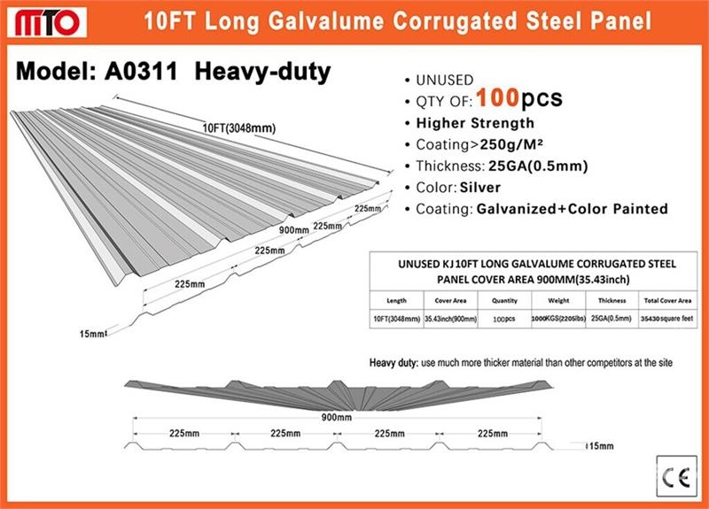 Quantity of (100) MTO A0311 Galvalume Corrugated Other components