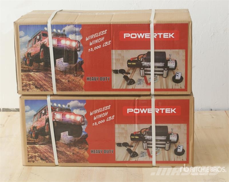 Quantity of (2) Powertek WW13000 13000 lb Winch ( Takels, lieren en materiaalliften