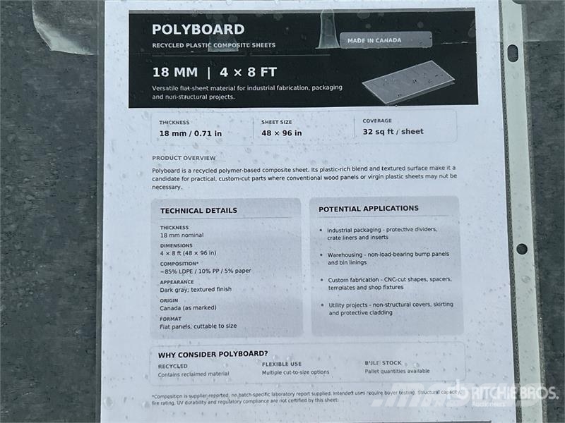 Quantity of (25) 4' x 8' LDPE 0.71in Plastic Compo Andet tilbehør