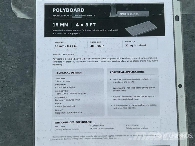 Quantity of (25) 4' x 8' LDPE 0.71in Plastic Compo Andet tilbehør