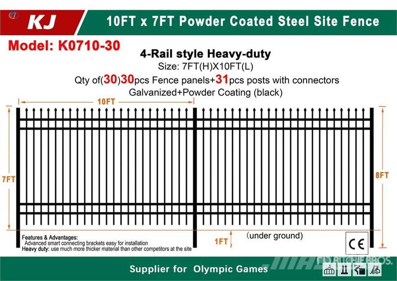 Quantity of (30) KJ K0710-30 10 ft x 7 ft Powder Zäune und Zubehör