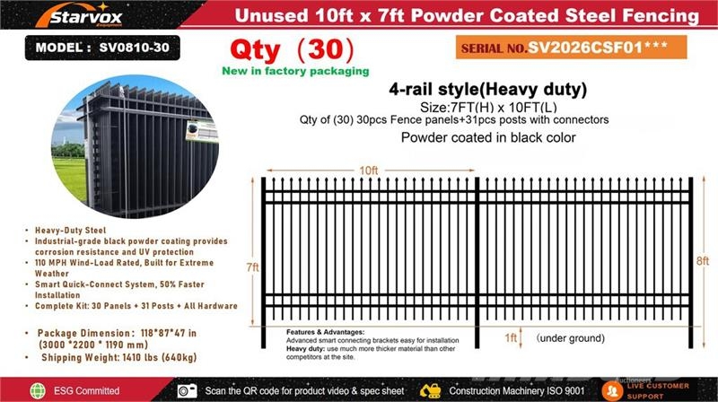 Quantity of (30) STARVOX SV0810-30 10 ft x 7 ft P Fencing equipment