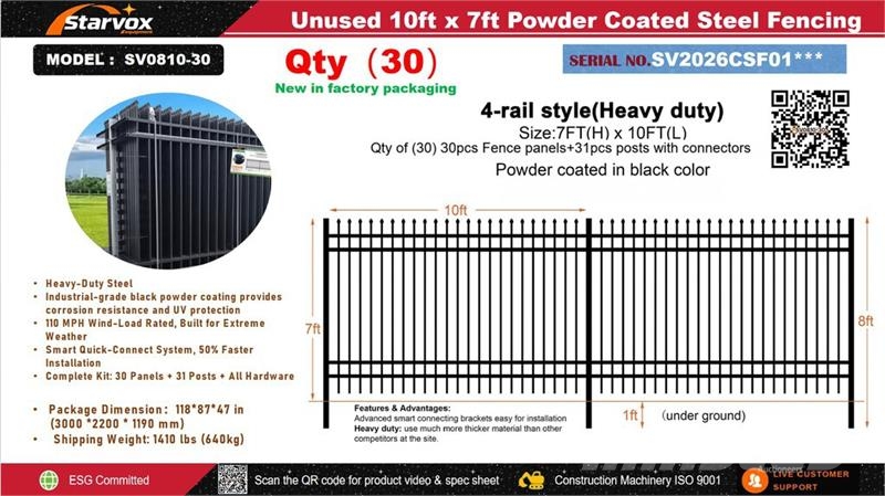 Quantity of (30) STARVOX SV0810-30 10 ft x 7 ft P Fencing equipment