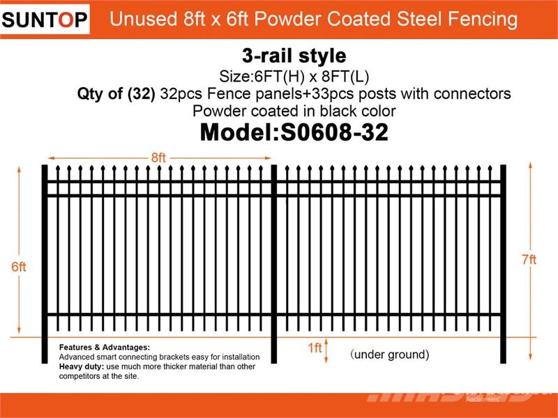 Quantity of (32) SUNTOP S0608-32 8 ft x 6 ft Powd Zäune und Zubehör