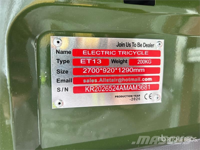  Quantity of (4) Electric Trike (Unused) PKWs