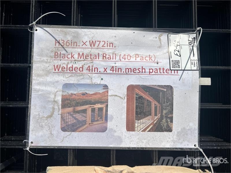  Quantity of (40) 3 ft x 6 ft Black Metal Rail Pane Pacēlāji, vinčas un materiālu lifti