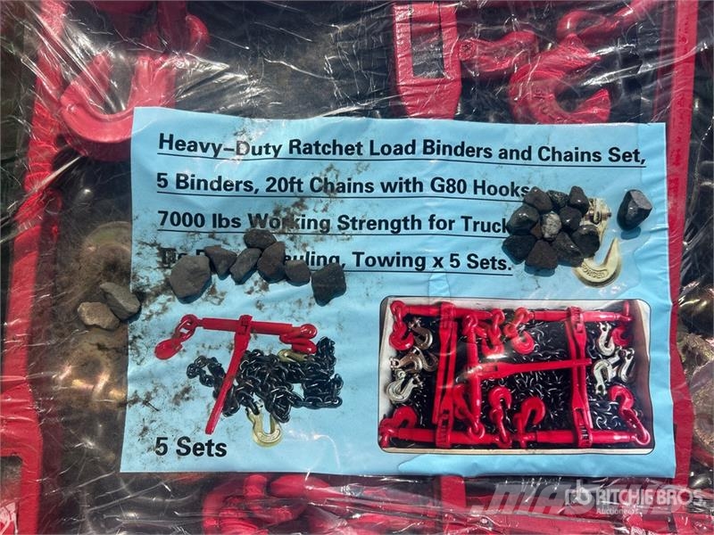 Quantity of (5) 20 ft Heavy-Duty Chain Sets (Unuse Other components