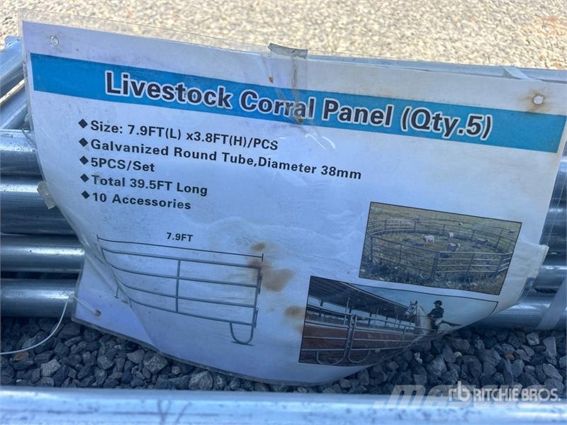 Quantity of (5) 8 ft x 4 ft Galvanized Corral Live Other livestock machinery and accessories