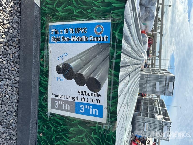 Quantity of (58) 3 in x 10 ft Grey UPVC Rigid Non- Csörlők, emelőberendezések és anyagmozgató liftek
