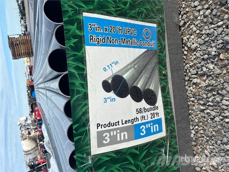 Quantity of (58) 3 in x 20 ft Grey UPVC Rigid Non- Csörlők, emelőberendezések és anyagmozgató liftek