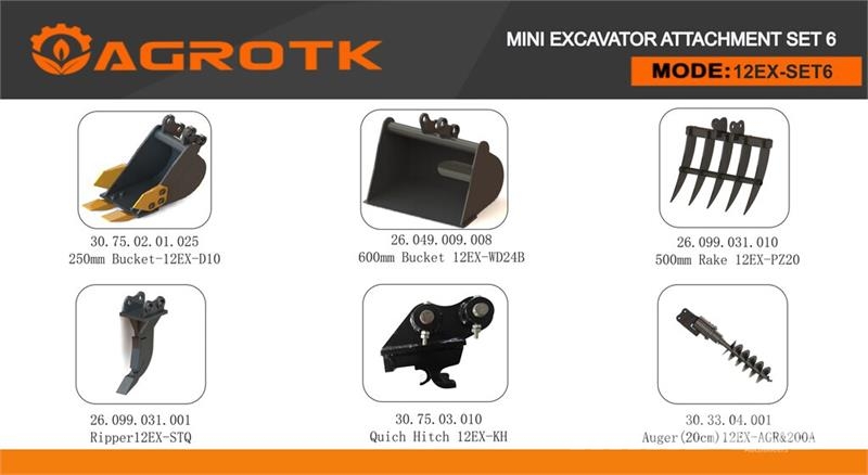 Quantity of (6) AGT 12EX-SET6 Mini Excavator Atta 其他組件
