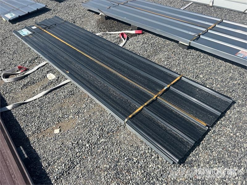 Quantity of (70) 12 ft x 3 ft Black Corrugated Tin Pacēlāji, vinčas un materiālu lifti