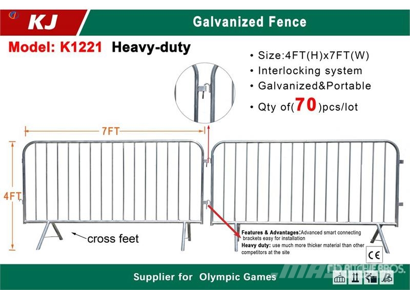 Quantity of (70) KJ K1221 7 ft x 4 ft Crowd Contr Drugi deli