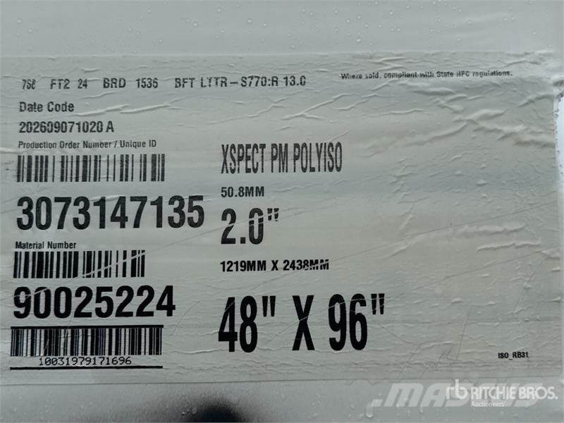 Quantity of (8) 96 in x 48 in Polyiso Insulation Utovorne dizalice, vitla i dizala za materijal