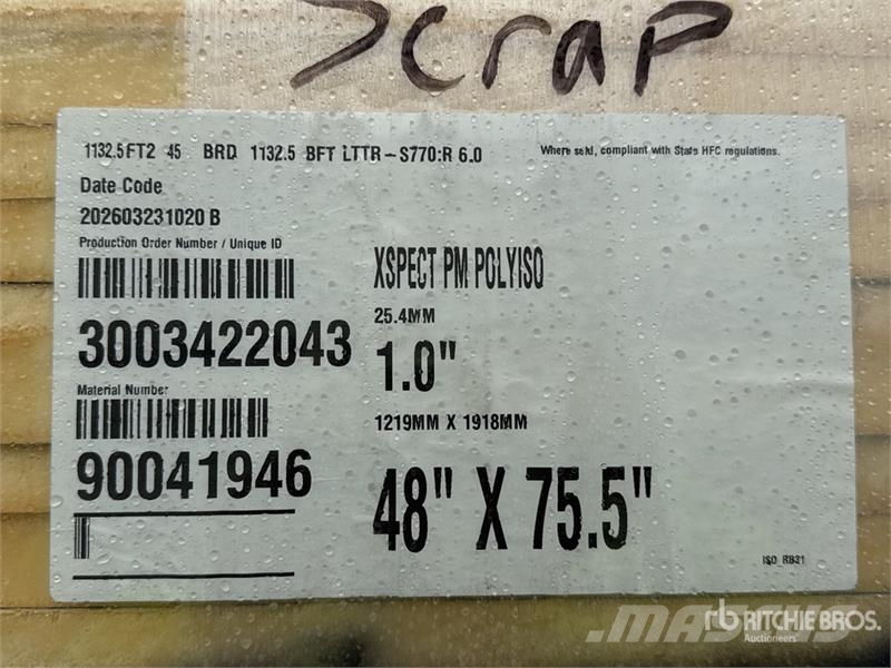 Quantity of (8) 96 in x 48 in Polyiso Insulation Подъемно-транспортное оборудование и грузовые лифты