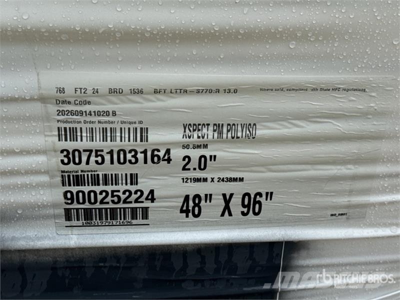  Quantity of (8) 96 in x 48 in Polyiso Insulation Winches, hoists and material lifts