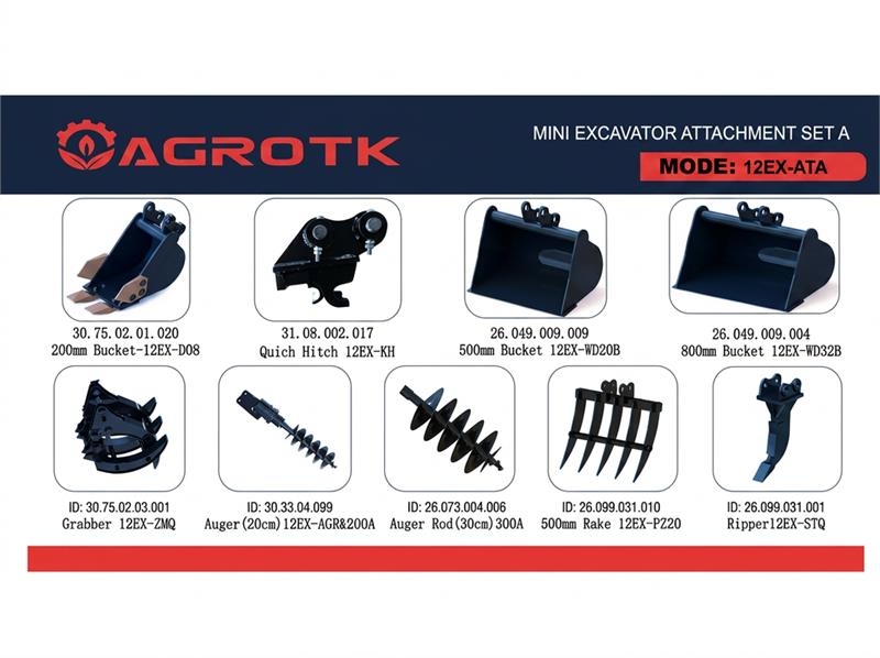 Quantity of (9) AGT 12EX-ATA Mini Excavator Attac 其他組件