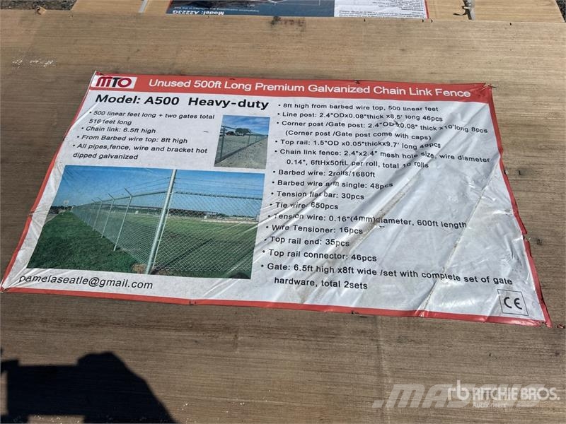 Quantity of MTO A500 50 ft x 6 ft Galvanized Fenc Fencing equipment