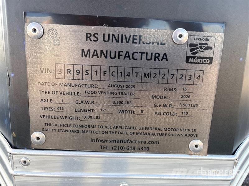 R&S Universal RS 85X12 12 ft S/A Food Concession Trail 기타 트레일러