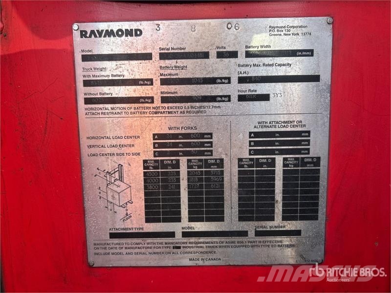 Raymond 740 R45TT 4500 lb Reach Truck Skjutstativtruck