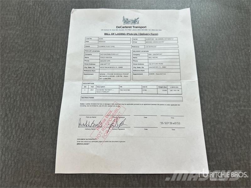 Raymond Reach Truck Viličarji s pomičnim teleskopom