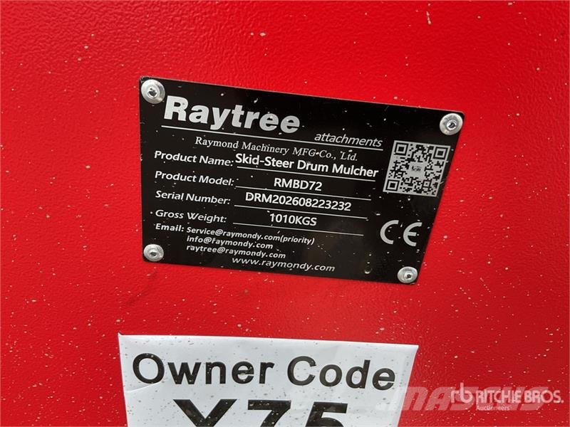Raytree RMBD72 72 in Drum Skid Steer Mulcher (Unus 林業覆蓋機