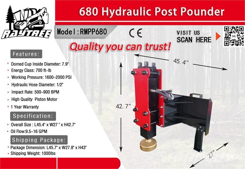 Raytree RMPP680 Skid Steer Post Driver (Unused) Kerítésszerelési eszközök / kerítésfelszerelések