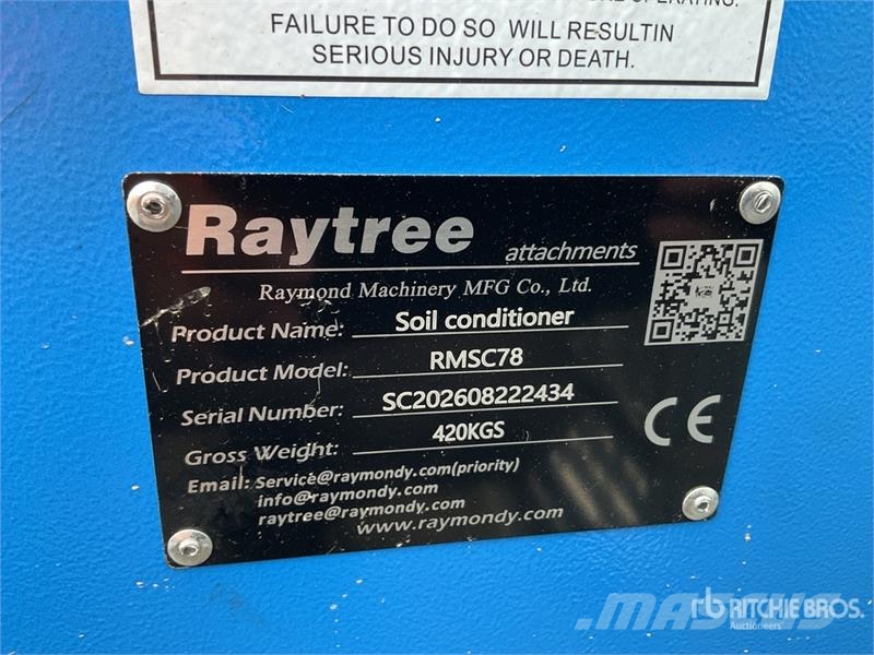Raytree RMSC78 78 in Skid Steer Power Rake (Unused Rakes and tedders