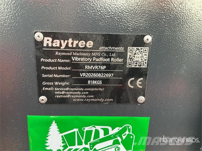  Raytree RMVR76P 76 in Padded Skid Steer Vibratory  Valjci