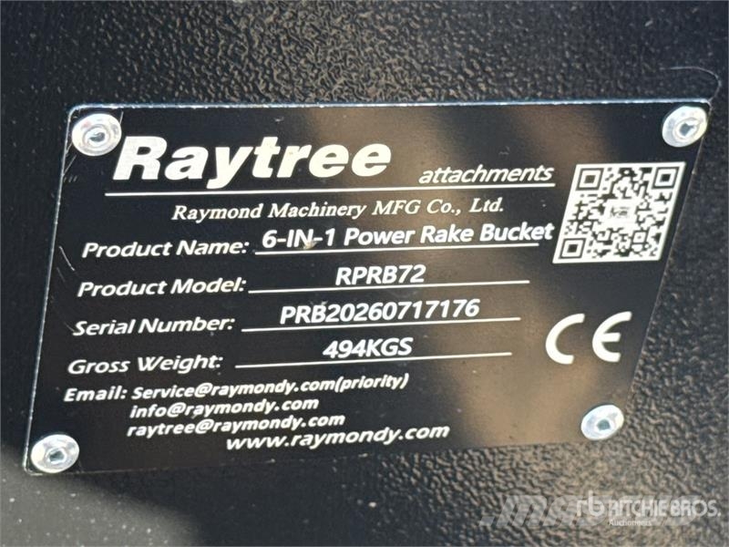  Raytree RPRB72 72 in 6 in 1 Power Rake Bucket (Unu Other components