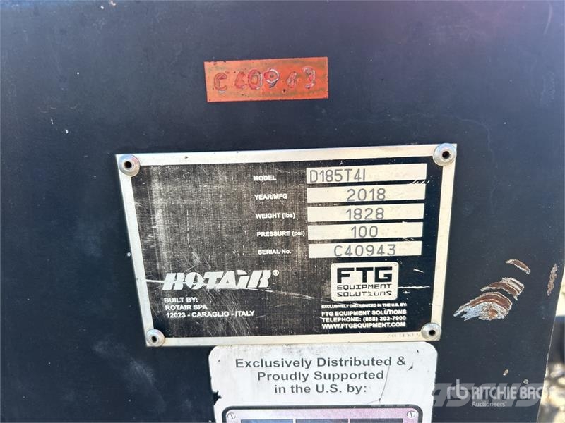 Rotair D185T41 185 cfm Mobile Air Compressor Compressori