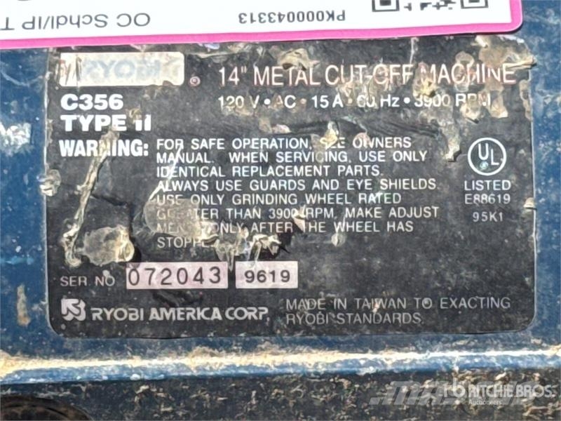  Ryobi 14 in Metal Cut-Off Cut-Off Saw مكونات أخرى