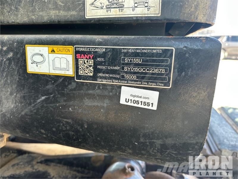 Sany SY155U Tracked Excavator Rupsgraafmachines