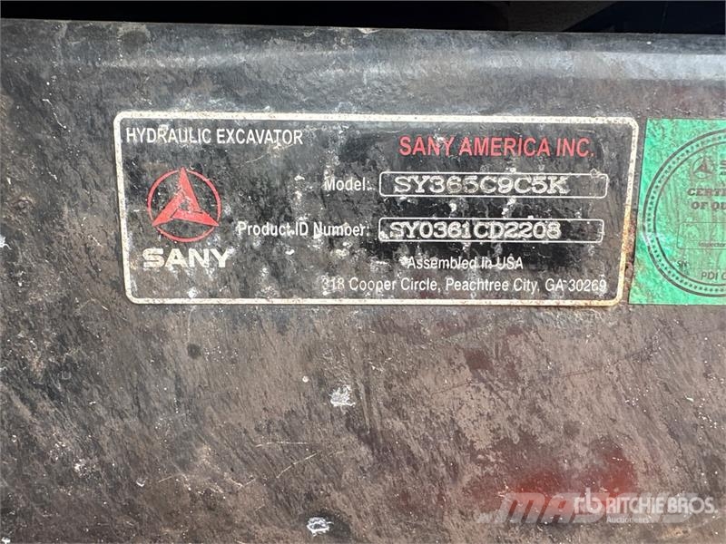 Sany SY365C9C5K Tracked Excavator (Inoperable) Crawler excavators