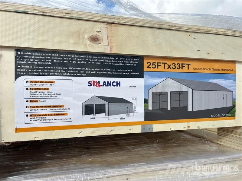  SDL2533DGMS 25 ft x 33 ft Double Garage Metal Shed Stålrammer