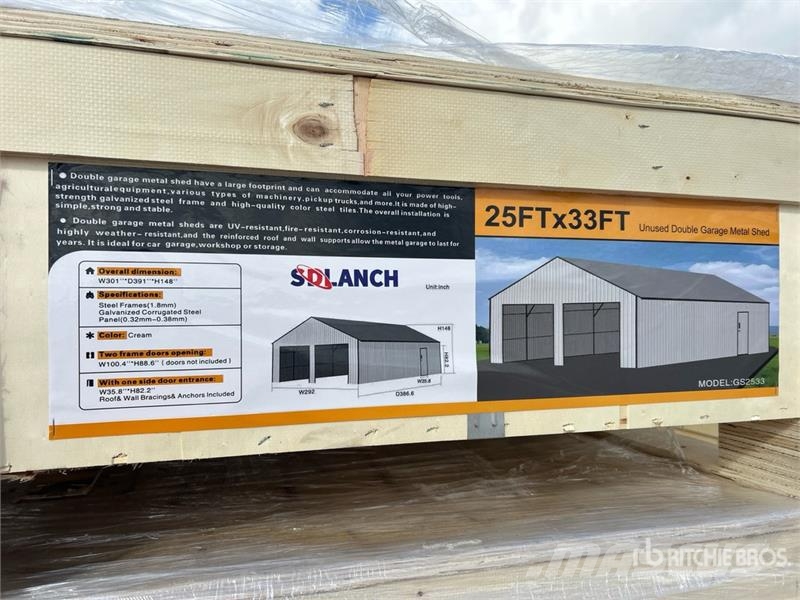  SDL2533DGMS 25 ft x 33 ft Double Garage Metal Shed Stålrammer