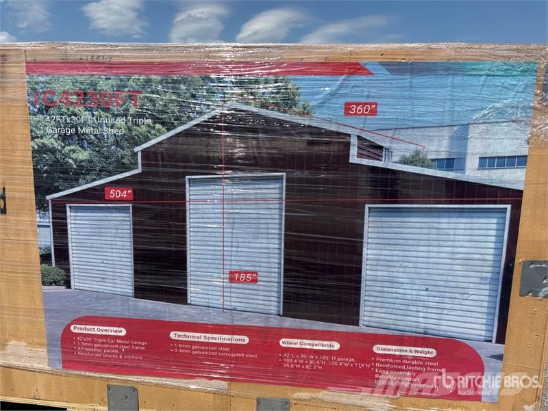 SDL4230TGMS 42 ft x 30 ft Triple Garage Metal Shed Stahlrahmenaufbauten