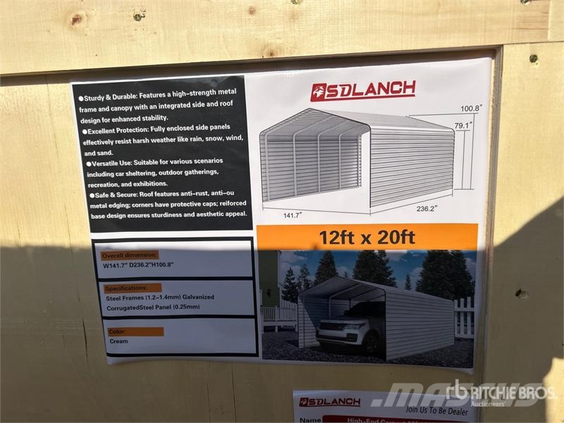 SDLANCH SDLC1220 12 ft x 20 ft Carport (Unused) Edificación de acero