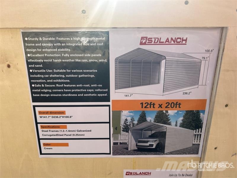  SDLANCH SDLC1220 12 ft x 20 ft Carport (Unused) Stålrammer