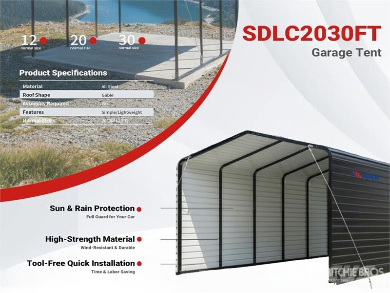 SDLC2030FT 20 ft x 30 ft Enclosed Carport (Unused) Ocelové rámové budovy